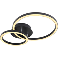 Globo Moderne LED plafondlamp met twee ringen | 42 x 30 cm | Zwart | Plafonniere