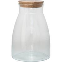 Clayre & Eef Voorraadpot Deksel Ø 18*26 cm Transparant Glas, Hout Voorraadbus Bewaarpot Opbergpot