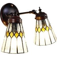 LumiLamp Wandlamp Tiffany 30*23*23 cm E14/max 2*40W Transparant Glas, Metaal Rond Muurlamp Sfeerlamp Tiffany Lamp