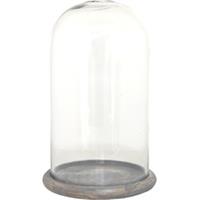 Clayre & Eef Stolp &Oslash; 17*29 cm Transparant Glas, Hout Glazen stolp Woondecoratie Woonaccessoires