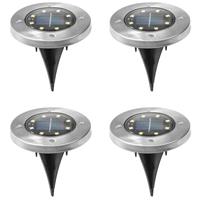 Set Van 8x Stuks Solar Tuinlampen/grondspots Op Zonne-energie 12 Cm - Grondspotjes