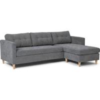 Hioshop Mars bank, chaise longue naar rechts of links gedraaid in fluweel grijs.