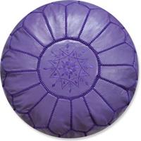 Poufs&Pillows Leren Poef - Purper - Handgemaakt en stijlvol - Gevuld geleverd - 