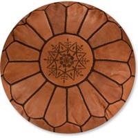 Poufs&Pillows Leren Poef - Caramel bruin - Handgemaakt en stijlvol - Gevuld geleverd - 