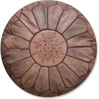 Poufs&Pillows Leren Poef - Full Bruin - Handgemaakt en stijlvol - Gevuld geleverd - 