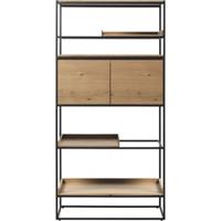 Hioshop Rivoli wandkast 2 deuren, 3 planken natuurlijk eiken decor, zwart.