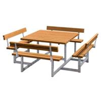 Trendyard Picknicktafel Vierkant Blokhus Teak 4 Rugleuningen