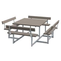 Trendyard Picknicktafel Vierkant Blokhus Grijs Bruin 4 Rugleuningen