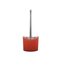 Spirella MSV Toiletborstel in houder/wc-borstel Aveiro - PS kunststof/rvs - rood/zilver - 37 x 14 cm - Toiletborstels