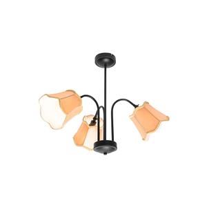 QAZQA Klassieke plafondlamp zwart met lampenkap goud 3-lichts - Nona - Gold/Messing