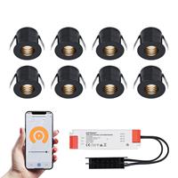 HOFTRONIC™ 8x Betty zwarte Smart LED Inbouwspots complete set - Wifi & Bluetooth - 12V - 3 Watt - 2700K warm wit