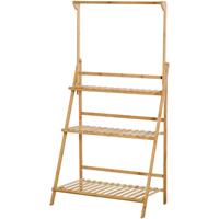 Outsunny Bloemenstandaard voor binnen buiten 3-laags ladderplank woonkamer tuin natuur