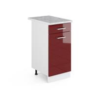 Vicco Schubunterschrank 40 cm Bordeaux Hochglanz mit Arbeitsplatte bordeaux