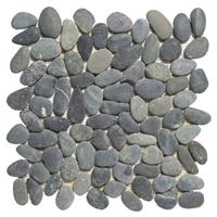 The Mosaic Factory Natural Stone mozaïektegel 30x30cm voor wand en vloer voor binnen en buiten riviersteen donker grijs NSR360