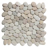 The Mosaic Factory Natural Stone mozaïektegel kiezelsteen wand 30x30cm voor wand en vloer voor binnen en buiten riviersteen bruin NSR800