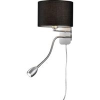 TRIO Moderne Wandlamp Met Leeslamp Hotel - Metaal - Zwart