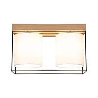 Euluna Plafondlamp Trapper, zwart/wit/eiken, 2-lamps