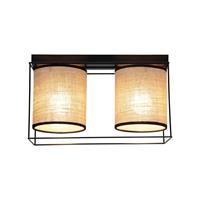 Euluna Plafondlamp Tubo, stoffen kap, beige, 2-lamps