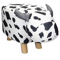 Womo-design dierenkrukje koe wit/zwart, 64x31x37 cm, gemaakt van imitatieleer