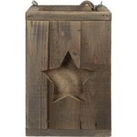 Clayre & Eef Windlicht 19*19*28 cm Bruin Hout Ster Kaarsenhouder Sfeerverlichting