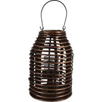 Windlicht Ø 22*32 cm Bruin Hout, Glas Rond Kaarsenhouder Sfeerverlichting