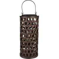 Clayre & Eef Windlicht Ø 19*40 cm Bruin Bamboe Rond Kaarsenhouder Sfeerverlichting