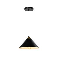 QUVIO Hanglamp retro - Kegelvorm - Gouden kop - D 25 cm - Zwart