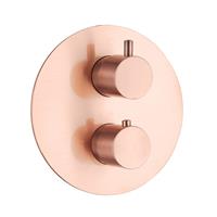 Saniclear Copper ronde inbouw kraan thermostatisch geborsteld koper