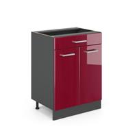 Vicco Küchenschrank Unterschrank Schubunterschrank 60 cm R-Line Anthrazit bordeaux