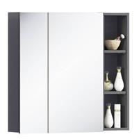 LOMADOX Bad Spiegelschrank 80 cm breit mit Regal MODENA-56 in anthrazit, B/H/T: ca. 80/75/16 cm grau