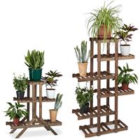 RELAXDAYS 2x Pflanzentreppe im Set, Blumentreppe, Blumenregal, Pflanzenregal, Etagere, Blumenständer, Mehrstöckig, 5 Böden, Holz