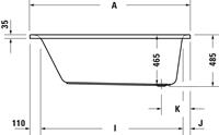 Duravit D-Neo rechthoekige whirlpool met één rugsteun en frame 160 x 70 cm, wit