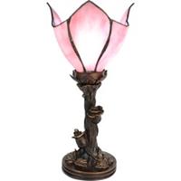 LumiLamp Tiffany Tafellamp Bloem Ø 18*32 cm E14/max 1*25W Roze Glas, Kunststof Tiffany Bureaulamp Tiffany Lampen