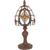 LumiLamp Tiffany Tafellamp Ø 13* 29 cm E14/max 1*40W Creme Kunststof, Glas Tiffany Bureaulamp Tiffany Lampen