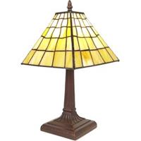 LumiLamp Tiffany Tafellamp Ø 20*38 cm E14/max 1*40W Geel Kunststof, Glas Tiffany Bureaulamp Tiffany Lampen