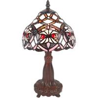 LumiLamp Tiffany Tafellamp Ø 20*37 cm E14/max 1*25W Paars, Wit Kunststof, Glas Tiffany Bureaulamp Tiffany Lampen