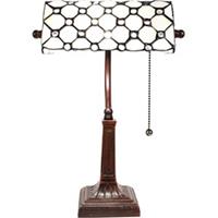 LumiLamp Tiffany Tafellamp 26*23*42 cm E27/max 1*40W Wit Metaal, Glas Tiffany Bureaulamp Tiffany Lampen