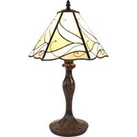 LumiLamp Tiffany Tafellamp Ø 31*43 cm E27/max 1*60W Beige, Wit Glas, Kunststof Tiffany Bureaulamp Tiffany Lampen