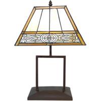 LumiLamp Tiffany Tafellamp 28*20*44 cm E27/max 1*60W Creme Kunststof, Glas Tiffany Bureaulamp Tiffany Lampen