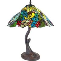 LumiLamp Tiffany Tafellamp Ø 43*54 cm E27/max 2*60W Groen Kunststof, Glas Bladeren Tiffany Bureaulamp Tiffany Lampen