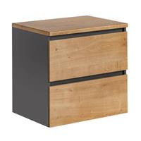 LOMADOX Waschtischunterschrank 60 cm Aufsatzwaschbecken MODENA-56 in anthrazit mit Hamilton Eiche Nb., B/H/T: ca. 60/59,5/47 cm grau  Erwachsene