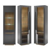 LOMADOX Glasvitrine ALFTA-61 in anthrazit mit Wotan Eiche Nb., B/H/T: ca. 64/206/38 cm schwarz