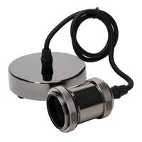 Kopp snoerpendel E27 retro zwart chroom