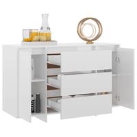 vidaXL Dressoir met 3 lades 120x41x75 cm spaanplaat hoogglans wit