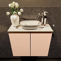 Mondiaz Fowy toiletmeubel 60x50x23cm rosee mat 1 kraangat wasbak: midden 2 deuren solid surface met blad MDF kleur wasbak: wit FOWY59007roseetalc