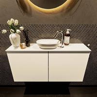 Mondiaz Fowy toiletmeubel 100x50x23cm talc mat 1 kraangat wasbak: midden 2 deuren solid surface met blad MDF kleur wasbak: wit FOWY59019talctalc