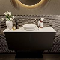 Mondiaz Fowy toiletmeubel 100x50x23cm urban mat 1 kraangat wasbak: midden 2 deuren solid surface met blad MDF kleur wasbak: wit FOWY59019urbantalc