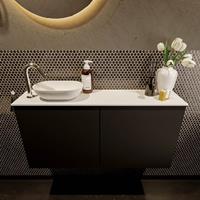 Mondiaz Fowy toiletmeubel 100x50x23cm urban mat 1 kraangat wasbak: links 2 deuren solid surface met blad MDF kleur wasbak: wit FOWY59020urbantalc