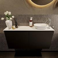 Mondiaz Fowy toiletmeubel 100x50x23cm urban mat 1 kraangat wasbak: rechts 2 deuren solid surface met blad MDF kleur wasbak: wit FOWY59021urbantalc