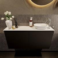 Mondiaz Fowy toiletmeubel 100x50x23cm urban mat 1 kraangat wasbak: rechts 2 deuren solid surface met blad MDF kleur wasbak: wit FOWY59021urbantalc